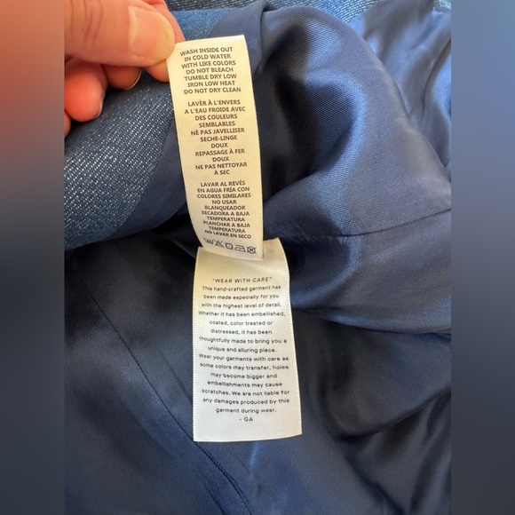 Good American Notch Lapel Chambray Blazer Denim Lined Women’s Sz 1 - Picture 8 of 12